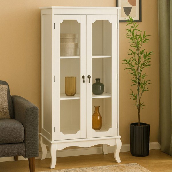 Balta vitrīna 58x131x32 cm Marcella – Premier Housewares-image-1