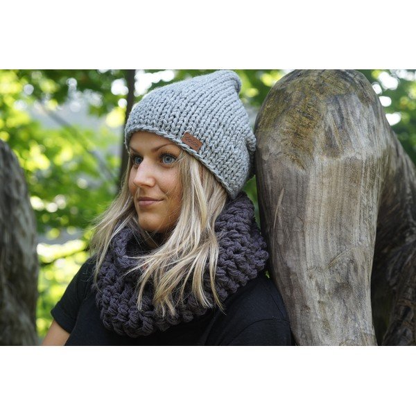 Ar rokām adīta DOKE Grey Beanie cepure-image-4