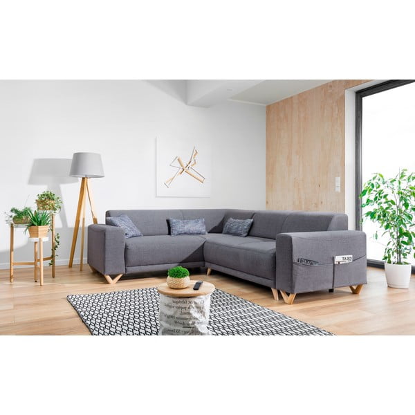 Pelēks salokāms/ar uzglabāšanas vietu stūra dīvāns (ar kreiso stūri/L veida) Classy Sophie – Miuform-image-3