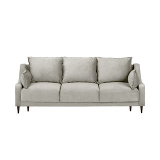 Gaiši pelēks izvelkamais samta dīvāns ar veļas kasti Mazzini Sofas Freesia, 215 cm