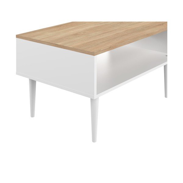 Balts žurnālgaldiņš ar ozolkoka virsmu 80x47 cm Horizon - TemaHome -image-4