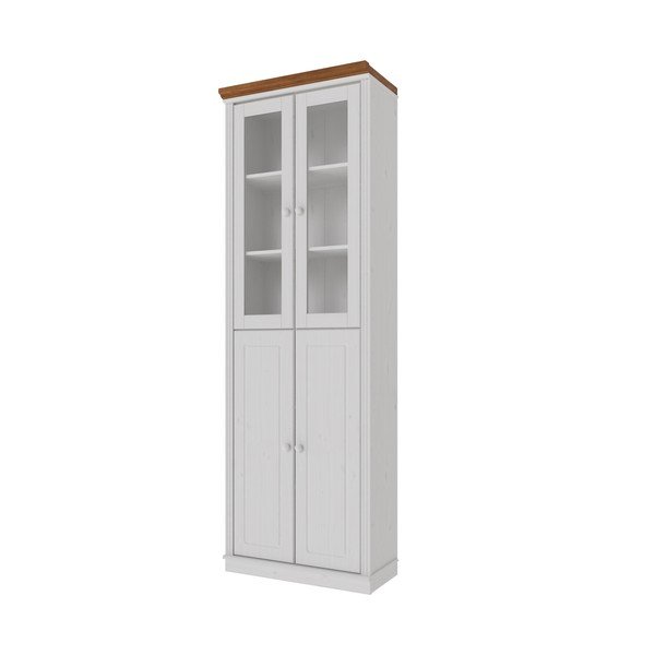 Balta/dzintara dzeltena priedes masīvkoka vitrīna 74x223x37 cm Anita – Støraa-image-2