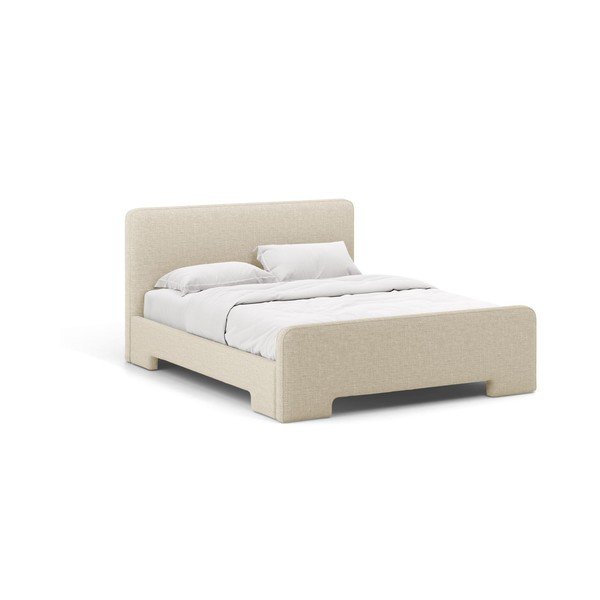 Bēša polsterēta divvietīga gulta ar redelēm 180x200 cm Eda – Micadoni 
