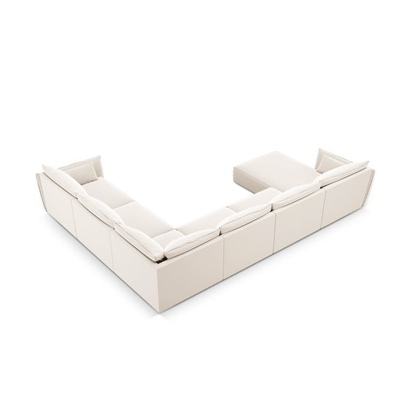 Bēšs samta stūra dīvāns (ar labo stūri/U veida) Vanda – Mazzini Sofas-image-3