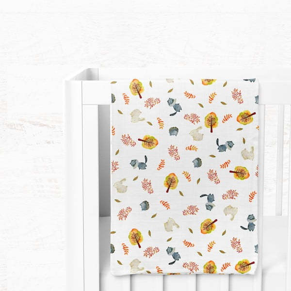 Balta muslīna bērnu sega 75x100 cm Forest – Mijolnir-image-3