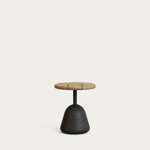Melns/dabīga toņa apaļš žurnālgaldiņš ar akācijas koka galda virsmu ø 43 cm Saura – Kave Home