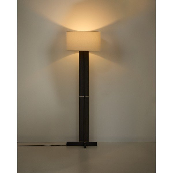 Balta/tumši brūna stāvlampa ar auduma abažūru (augstums 150,5 cm) Niani – Kave Home-image-1