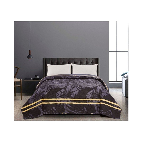 Pelēks un melns abpusējs mikrošķiedras pārklājs DecoKing Turmeric, 260 x 280 cm-image-1