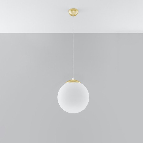 Zelta krāsas piekaramā lampa ar stikla abažūru ø 30 cm Cezab – Sollux-image-2