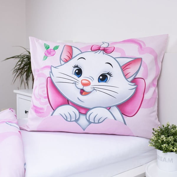 Rozā vienguļamā kokvilnas bērnu gultas veļa 140x200 cm Marie Cat "Pink" – Jerry Fabrics-image-3