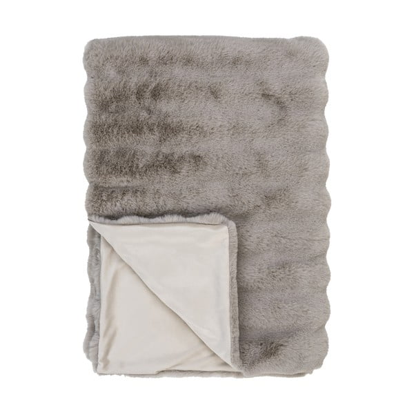 Pelēks/bēšs pleds no mākslīgās kažokādas 130x180 cm Galena – House Nordic