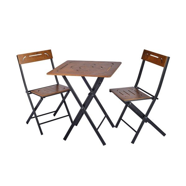 Tumši brūns dārza pusdienu komplekts 2 personām Bistro – Floriane Garden-image-2