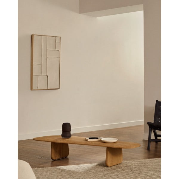 Dabīga toņa ozola masīvkoka žurnālgaldiņš 64x146 cm Pirita – Kave Home-image-2