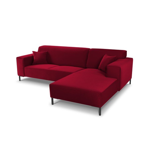 Sarkans samta stūra dīvāns Cosmopolitan Design Siena, labais stūris-image-4