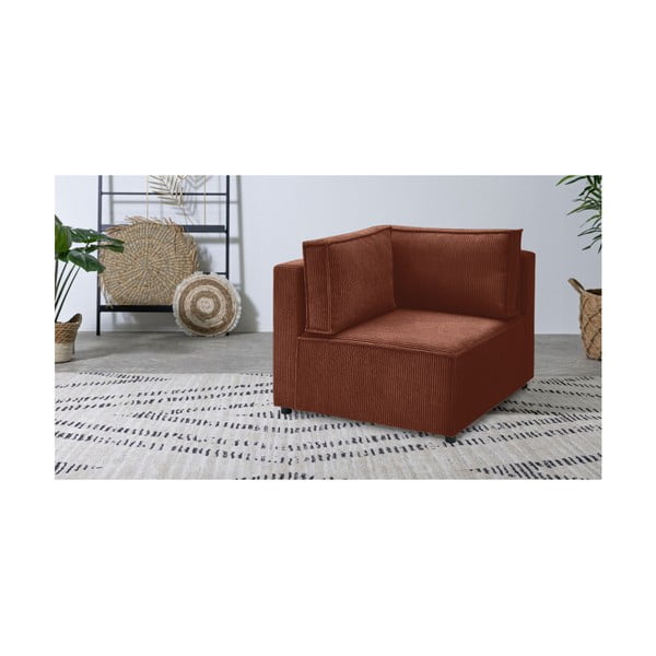 Ķieģeļu sarkana velveta modulārā dīvāna daļa (ar maināmu stūri) Nihad modular – Bobochic Paris-image-1