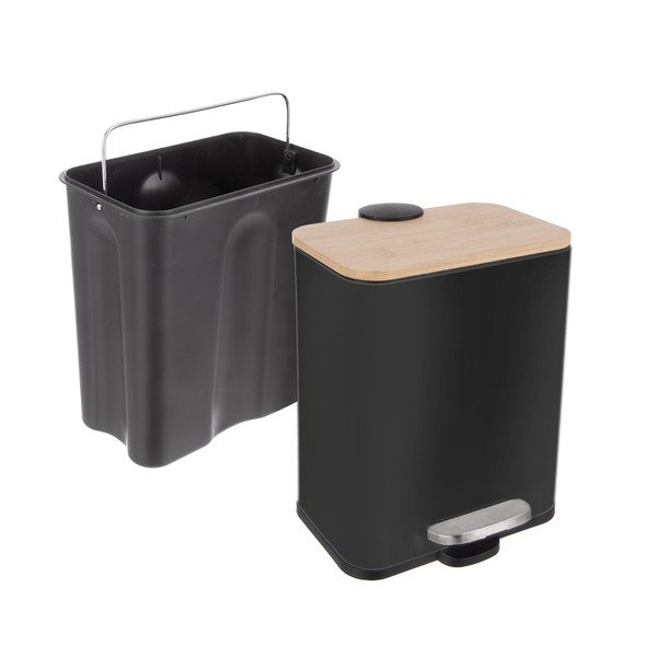 Melna nerūsējošā tērauda atkritumu tvertne ar pedāli 5 l Black – Orion-image-4