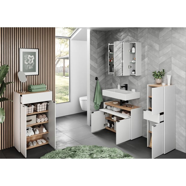 Balts augsts vannas istabas skapis 34x111 cm Forano – Germania-image-4