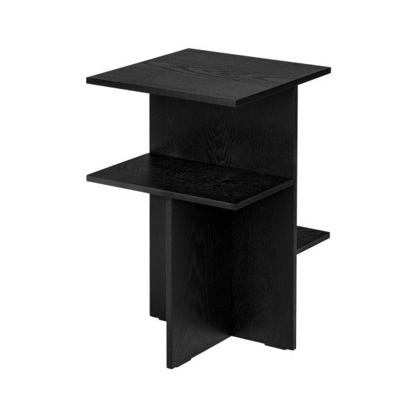 Melns naktsskapītis ar ozolkoka imitāciju ar plauktiem Atik – noo.ma-image-4