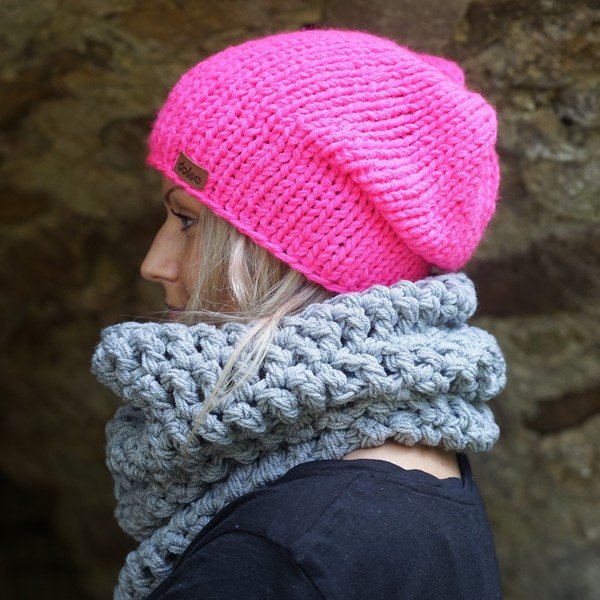 Ar rokām adīta DOKE Pink Beanie cepure-image-3