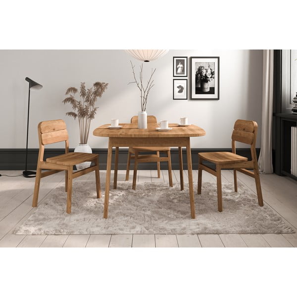 Dabīga toņa ozola masīvkoka ēdamgalds 90x200 cm Twig – The Beds-image-4