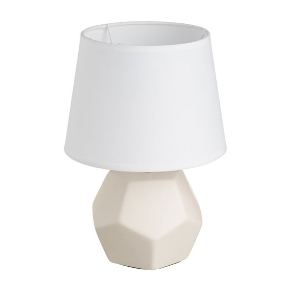 Krēmkrāsas keramikas galda lampa ar auduma abažūru (augstums 26 cm) – Casa Selección
