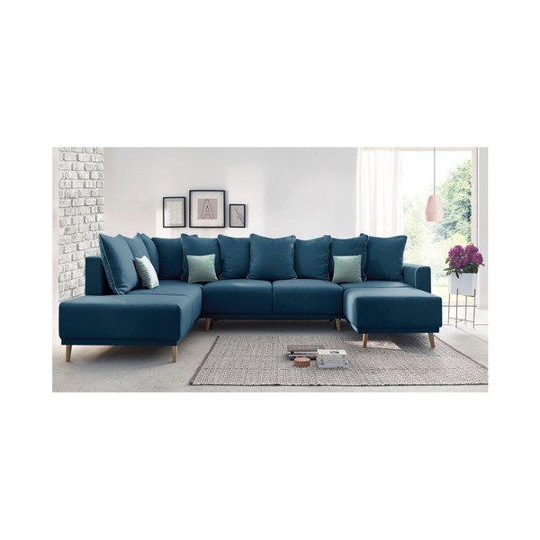 Dīvāns-guļamvieta tumši zilā krāsā Bobochic Paris Panoramique XXL Mola, labais stūris-image-4