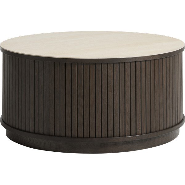 Tumša dabīga toņa apaļš žurnālgaldiņš ar keramikas virsmu ø 85 cm Enna – Unique Furniture-image-4