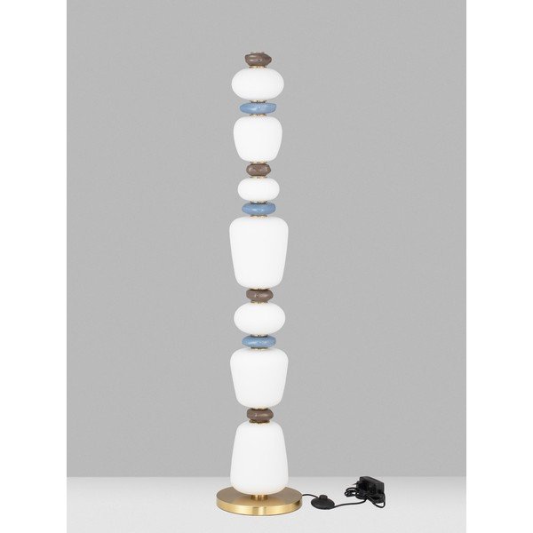Balta/zelta krāsas metāla LED stāvlampa ar regulējamu spilgtumu ar porcelāna abažūru/ar stikla abažūru (augstums 130,5 cm) Palo – Nova Luce-image-2