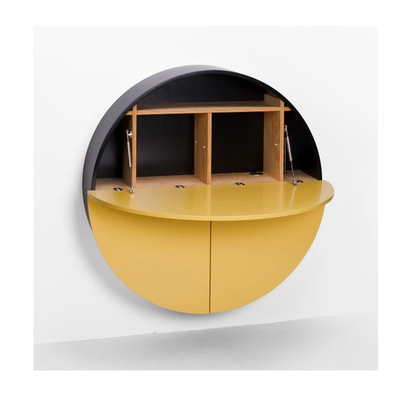 Dzeltens un melns daudzfunkcionāls sienas galds EMKO Pill