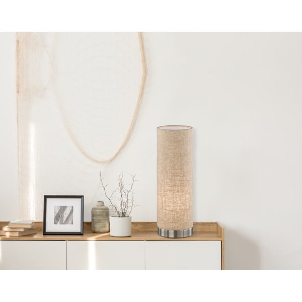 Bēša galda lampa no auduma (augstums 35 cm) Thor – Fischer & Honsel-image-2