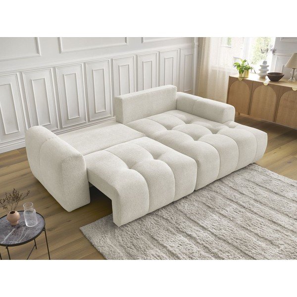 Balts salokāms stūra dīvāns no šenila auduma ar uzglabāšanas vietu  (ar labo stūri/ar zvilni) Roxelane – Bobochic Paris-image-4