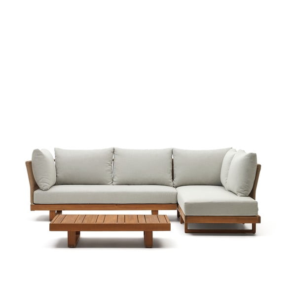 Krēmkrāsas/dabīga toņa akācijas masīvkoka dārza atpūtas komplekts 5 personām Raco – Kave Home-image-2