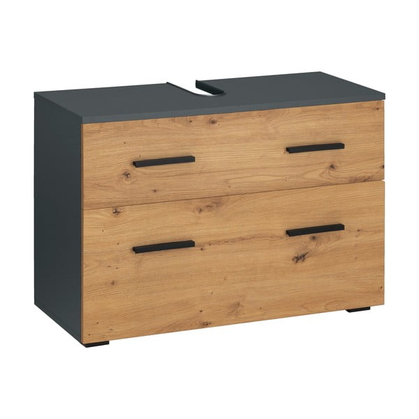 Dabīga toņa skapītis zem izlietnes ar ozolkoka imitāciju 55x35 cm Malika – Støraa-image-1