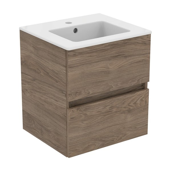 Dabīga toņa piekarams skapītis zem izlietnes ar riekstkoka imitāciju 50x55 cm Eurovit+ – Ideal Standard-image-2