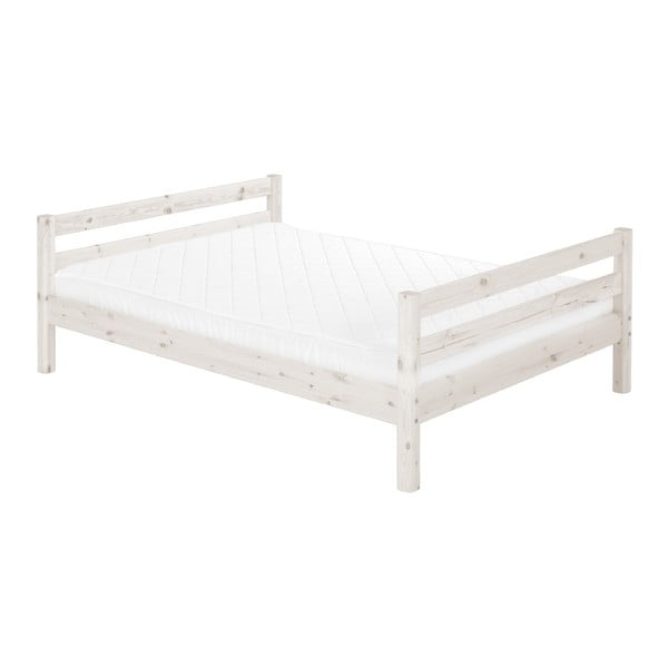 Balta bērnu divguļamā gulta no priedes Flexa Classic, 140 x 200 cm