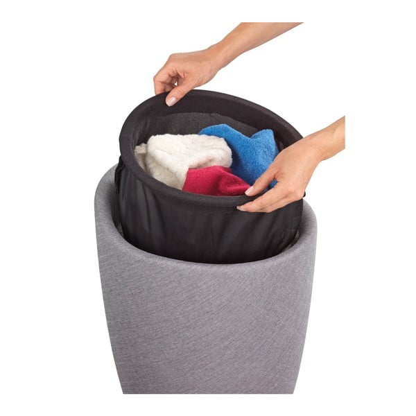 Gaiši pelēks veļas grozs un taburete Wenko Linen Look , 20 l-image-3