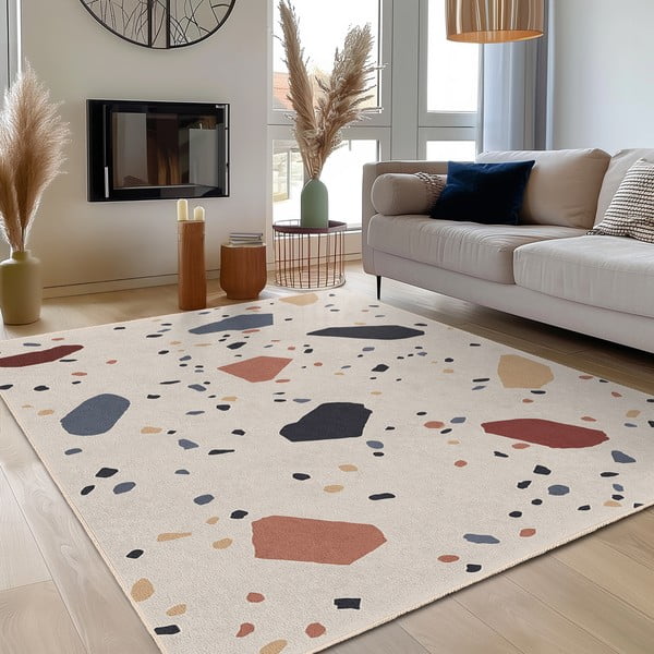 Krēmkrāsas mazgājams paklājs 80x150 cm Cracked Terrazzo – Mila Home-image-3