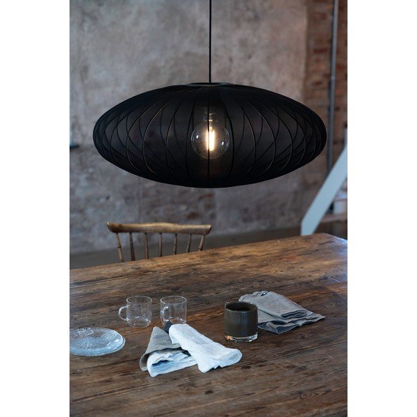 Melna piekaramā lampa ar auduma abažūru ø 75 cm Florence – Markslöjd-image-1