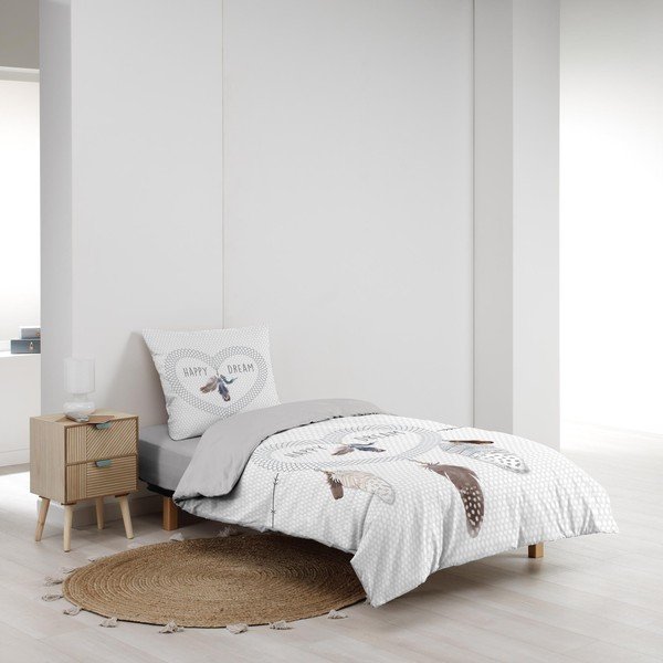Balta vienguļamā kokvilnas gultas veļa 140x200 cm Happy Dream – douceur d'intérieur-image-2