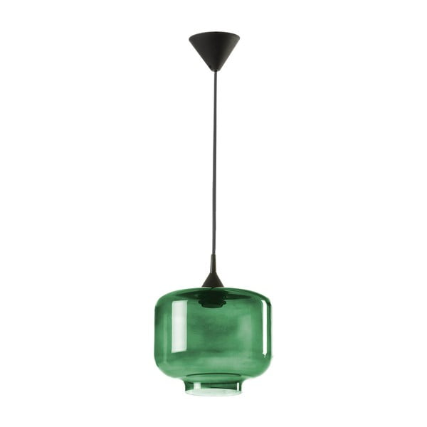 Melna piekaramā lampa ar zaļu stikla abažūru Tierra Bella Ambar, ø 25 cm
