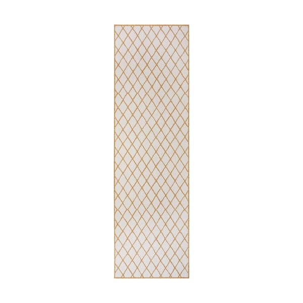 Okera dzeltens/balts āra paklājs 80x350 cm Malaga – NORTHRUGS