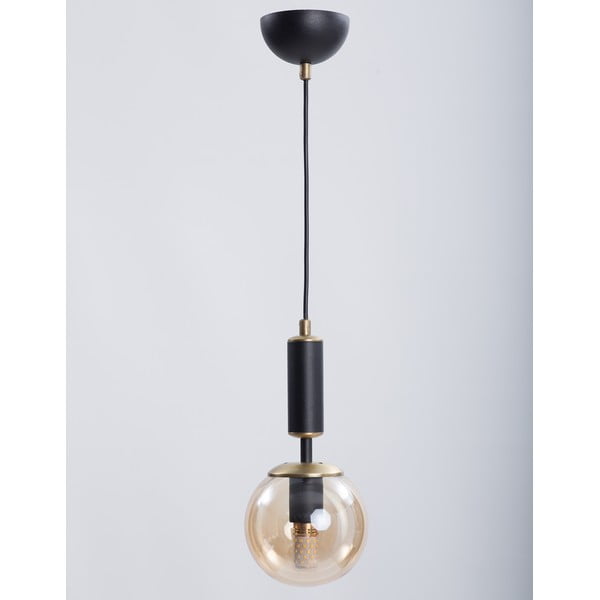 Dzeltena/melna piekaramā lampa ar stikla abažūru ø 15 cm Hector – Squid Lighting