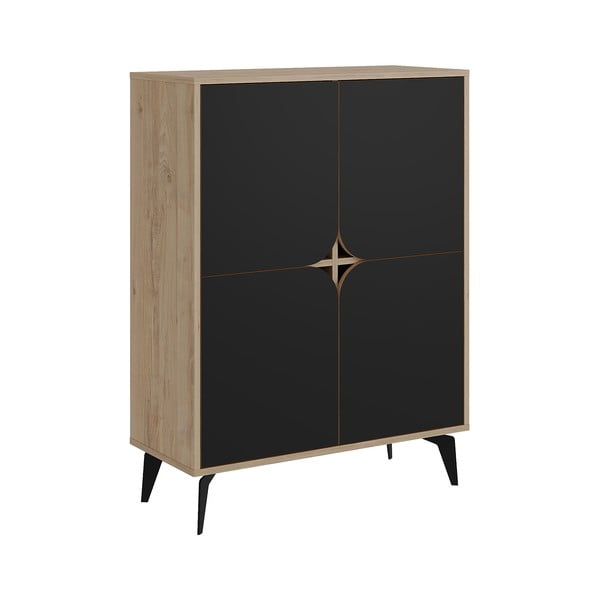 Melns/dabīga toņa skapītis ar ozolkoka imitāciju 90x120 cm Nola – Marckeric-image-2