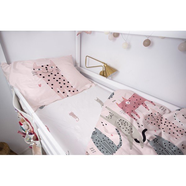 Bērnu gultiņas palags no kokvilnas satīna 200x90 cm Meow Meow - Butter Kings-image-1