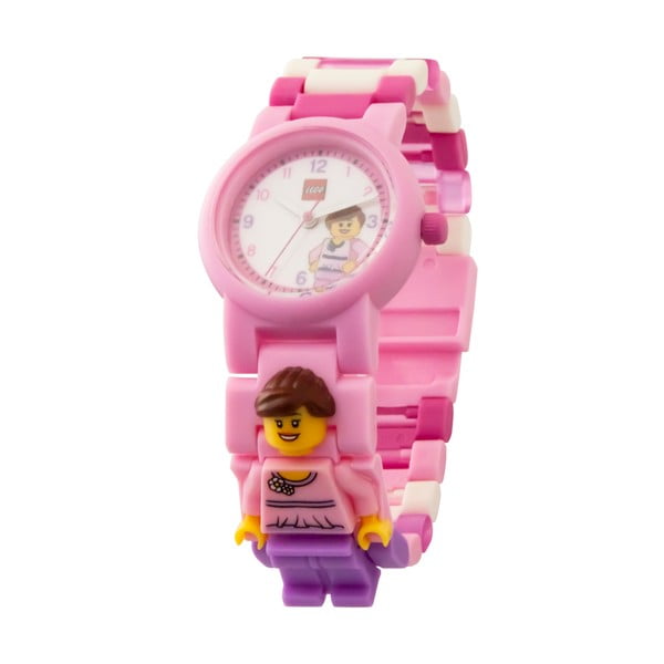 Bērnu rozā pulkstenis ar LEGO® Classic figūriņu