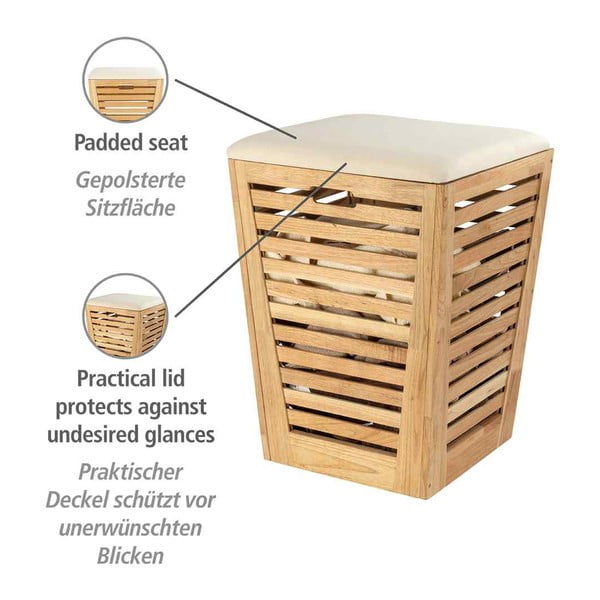 Dabīga toņa koka veļas grozs 55 l Norway – Wenko-image-4