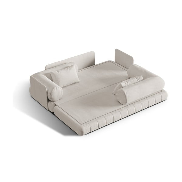 Bēšs salokāms dīvāns no buklē auduma 206 cm Kemi – Cosmopolitan Design-image-1