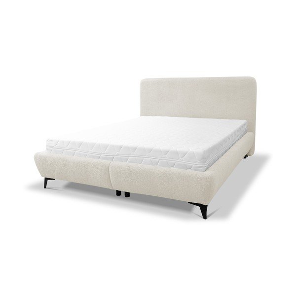 Bēša polsterēta divvietīga gulta ar veļas kasti un redelēm 140x200 cm Makapu – Makamii-image-2