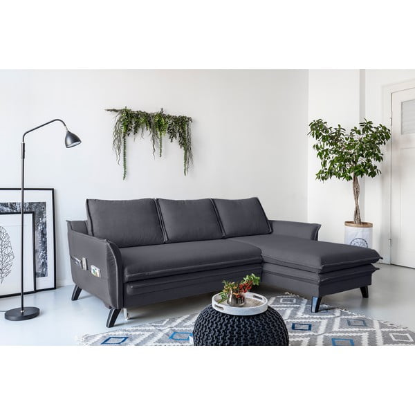 Antracīta pelēks izlaižams stūra dīvāns Miuform Charming Charlie, labais stūris-image-3