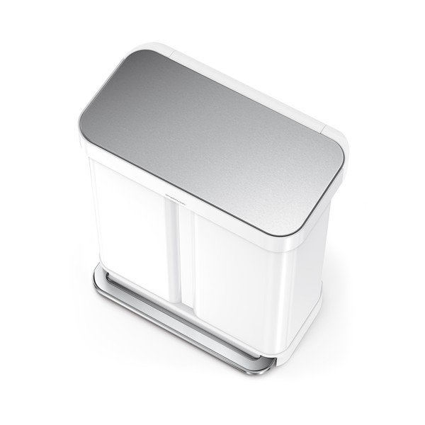 Balta atkritumu šķirošanas/ar pedāli tērauda atkritumu tvertne 34+24 l Dual – simplehuman-image-2